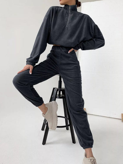 Sarah Express Women's Half Zip Sweatshirt and Pants Set