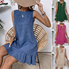 Sarah Express Ruffle Sleeveless Beach Dress Casual Summer Midi Dress