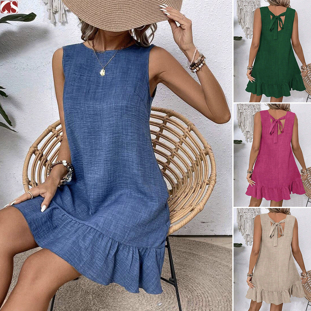 Sarah Express Ruffle Sleeveless Beach Dress Casual Summer Midi Dress