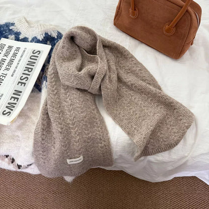 Sarah Express Textured Knit Winter Scarf - Warm Cozy Long Scarf for Women Khaki ONESIZE