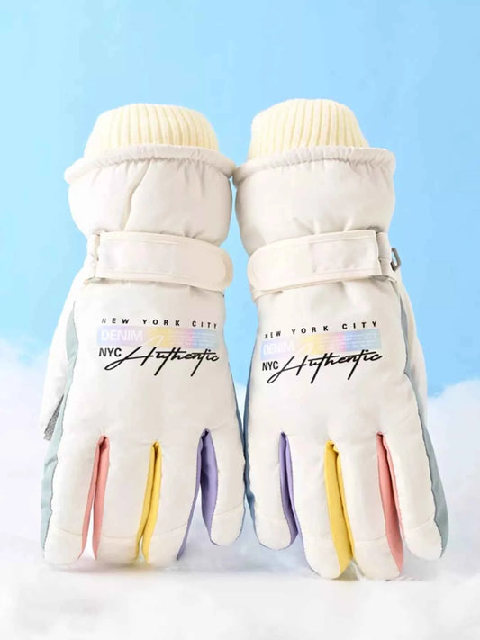 Sarah Express Women's Waterproof Winter Gloves - Thermal Insulated Cold Weather Gloves Cream One size