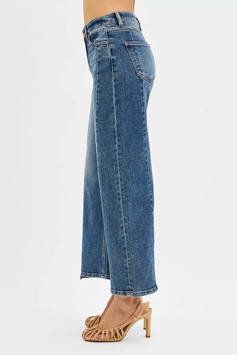 Sarah Express Women’s High Rise Crop Wide Leg Jeans with Step Hem

