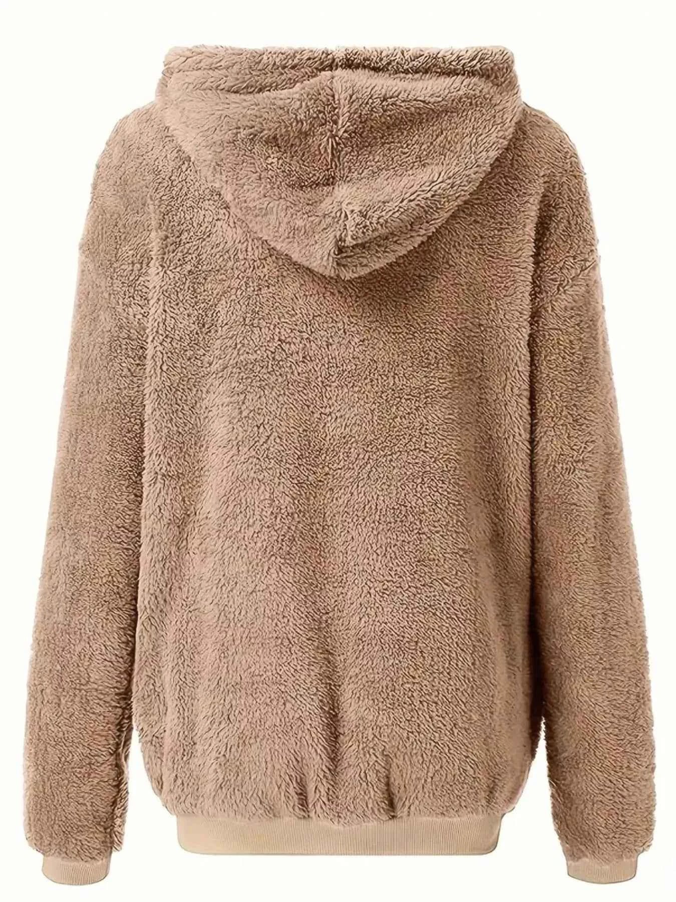 Sarah Express Women's Fleece Zip-Up Jacket - Drawstring Hooded Outerwear