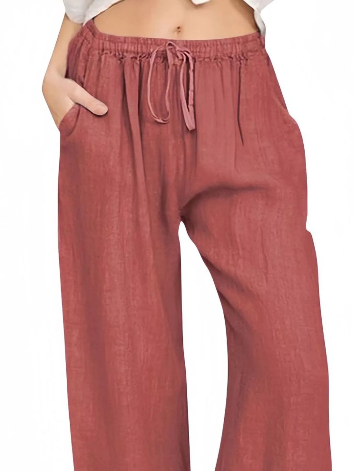 Sarah Express Women's Casual Wide Leg Pants with Drawstring