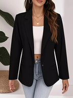 Sarah Express Women's Plus Size Lapel Collar Single-Button Blazer