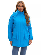 Sarah Express Women's Hooded Mid-Length Windproof Outerwear Plus Size