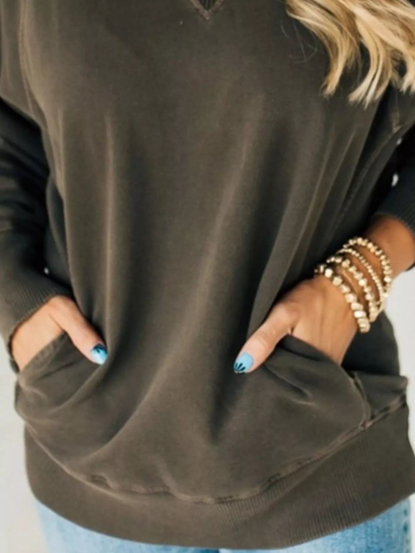 Sarah Express Women's Crew Neck Raglan Sleeve Sweatshirt - Casual Pullover Top