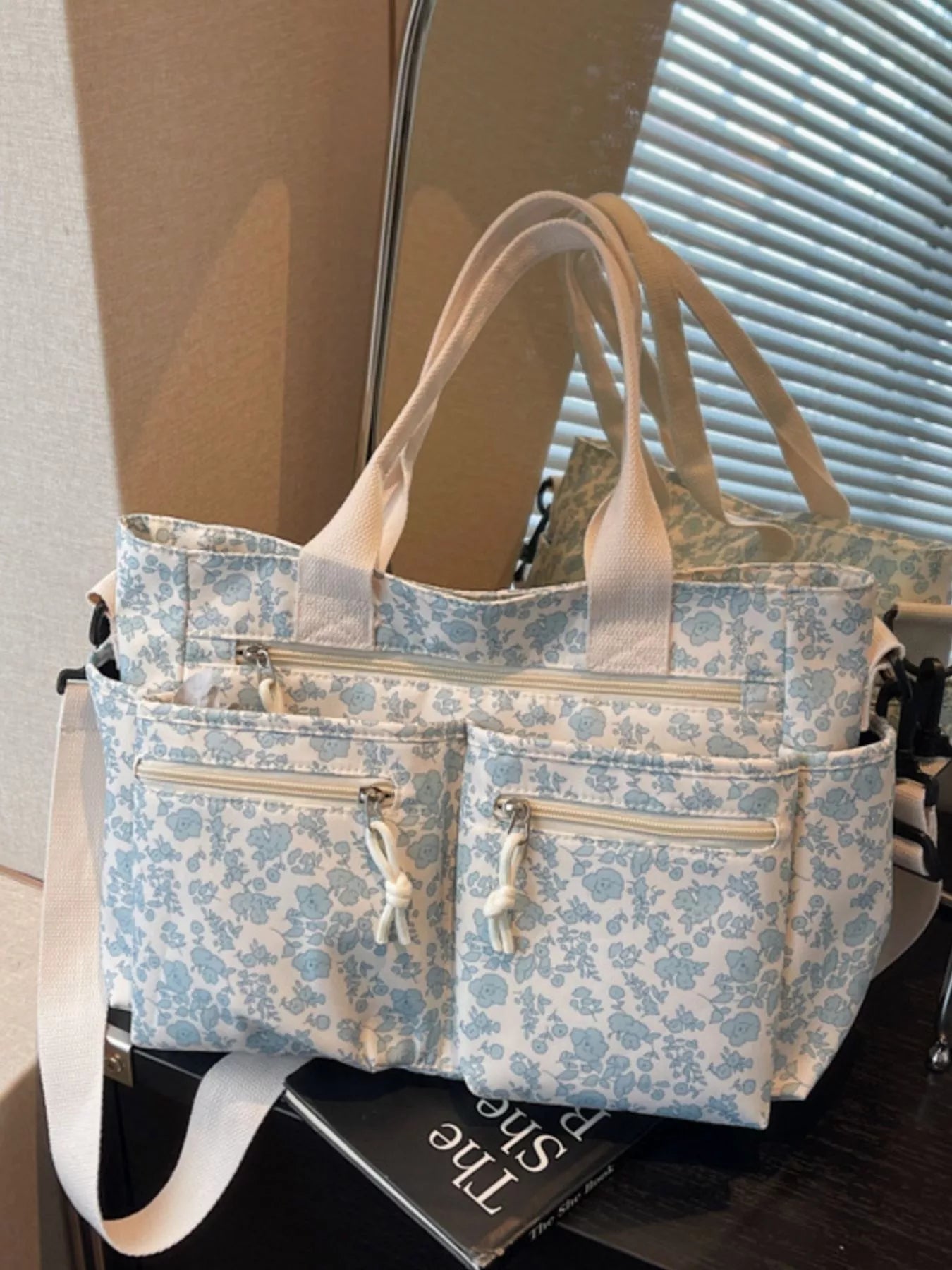 Sarah Express Floral Crossbody Bag Multi-Pocket Polyester Shoulder Purse