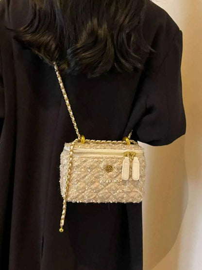 Sarah Express Women's Tweed Crossbody Bag with Chain Strap