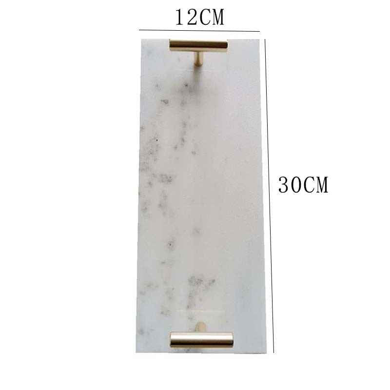 Sarah Express Nordic Marble Tray - Luxury Jewelry & Dessert Organizer Plate Medium Gray White 30X12cm