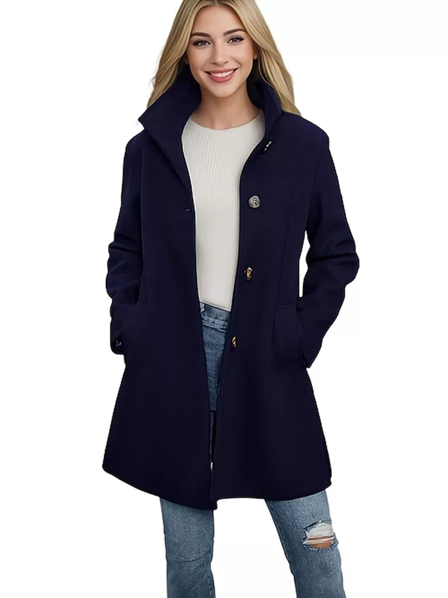 Sarah Express Women's Button-Down Long Sleeve Outerwear Navy