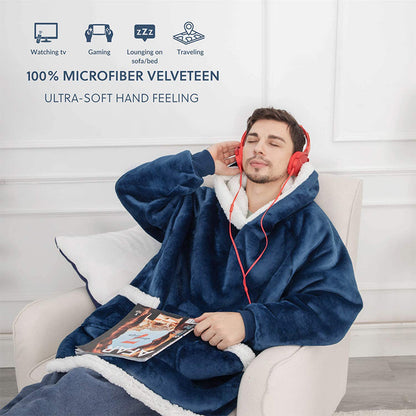 Sarah Express Oversized Wearable Blanket Hoodie with Pockets - Ultra Plush TV Blanket for Women & Men