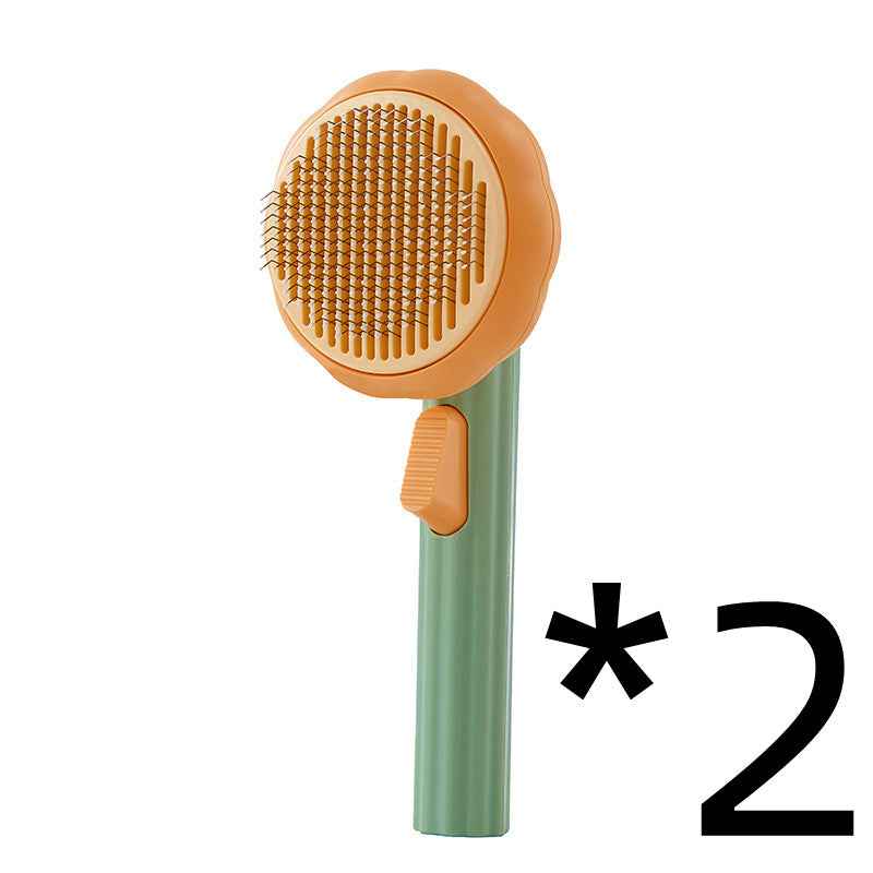 Sarah Express Self-Cleaning Pet Grooming Brush for Cats & Dogs - 232 Steel Needles Massage Comb 2pcs Pumpkin color