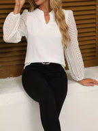 Sarah Express Women's Notched Balloon Sleeve Blouse White