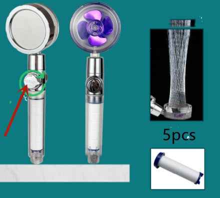 Sarah Express Turbo Propeller Shower Head - 360° High Pressure Water Saving Rainfall Showerhead Set5