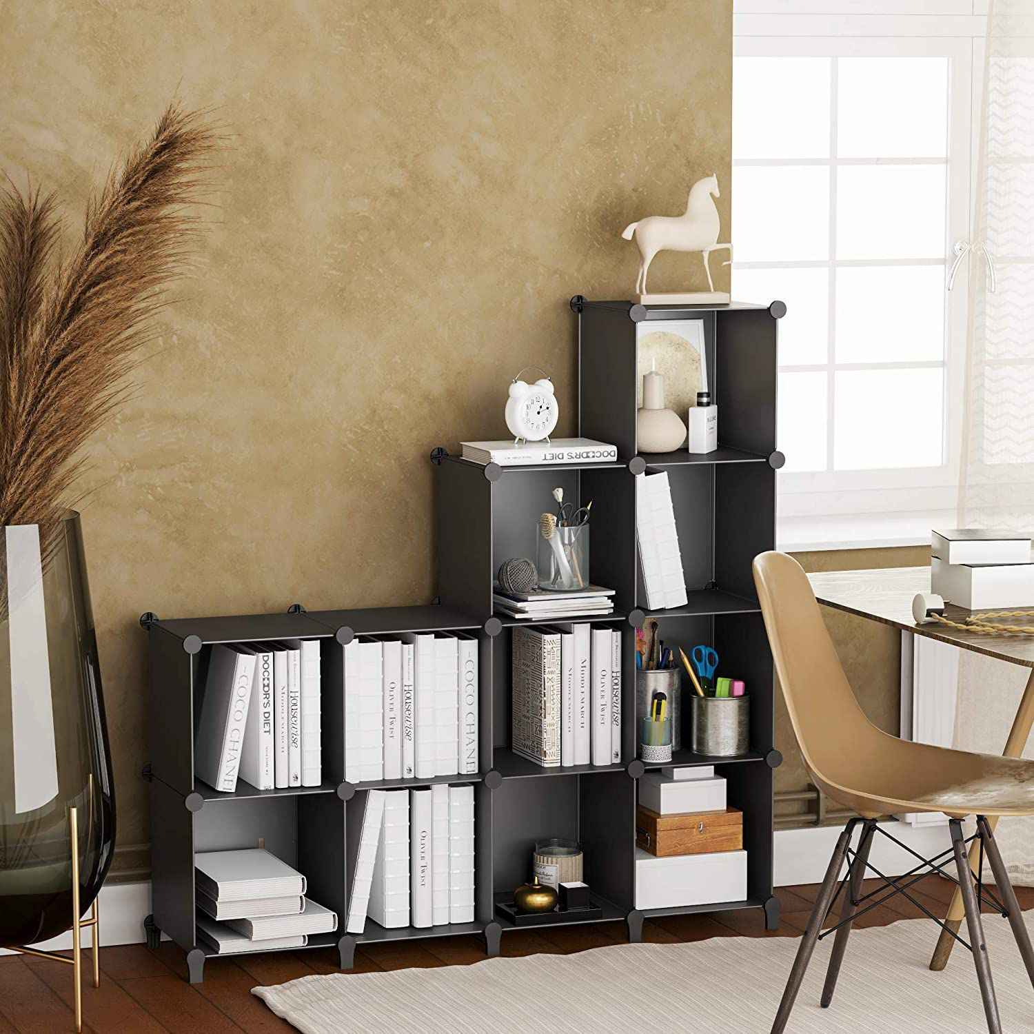 Sarah Express Modular Plastic Storage Organizer Rack - Multi-Grid Cube Shelving System