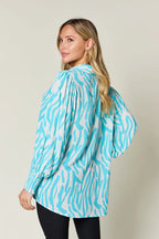 Sarah Express Women's Printed Smocked Long Sleeve Blouse Plus Size