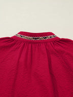 Sarah Express Women's Leopard Notched Long Sleeve Blouse