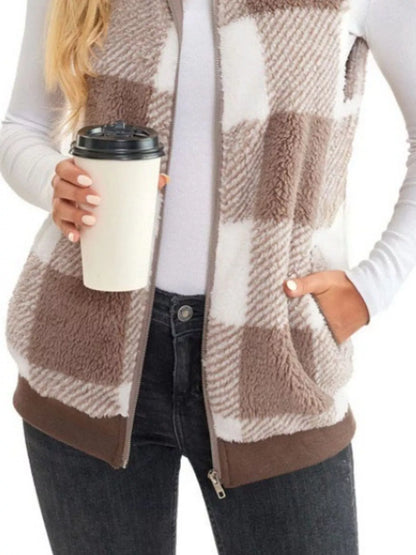 Sarah Express Women's Color Block Zip Up Vest Coat Plus Size