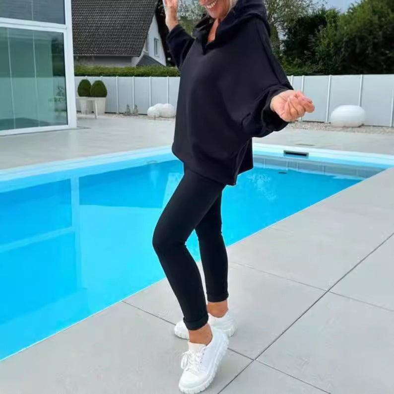 Sarah Express Women's Hooded Sweatshirt Two-Piece Matching Set Loungewear Athleisure