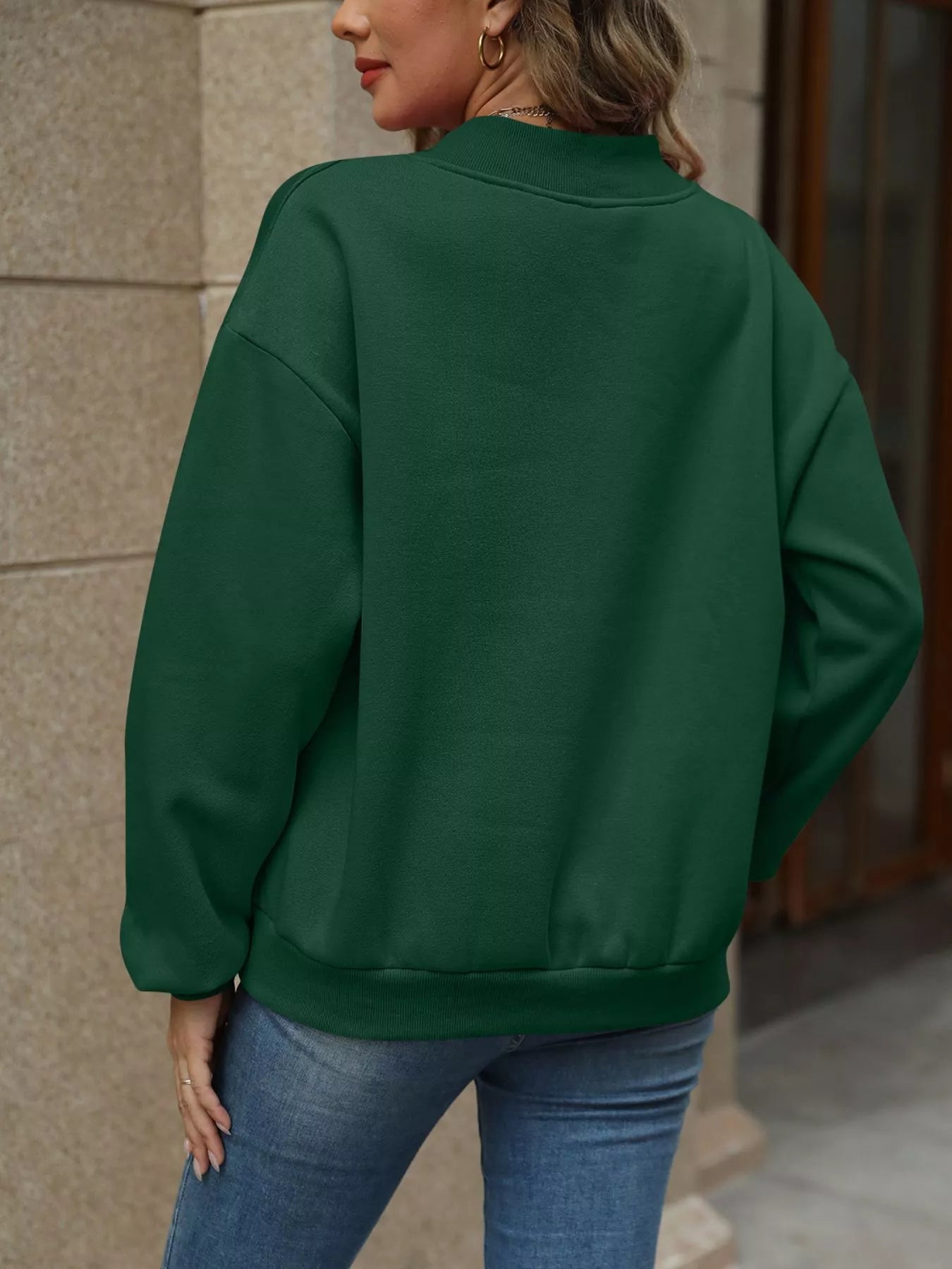 Sarah Express Women's V-Neck Solid Color Casual Sweatshirt