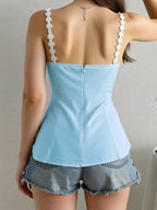 Sarah Express Women's Flower Trim Slit Cami