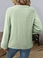 Sarah Express Women's Paisley Notched Balloon Sleeve Blouse