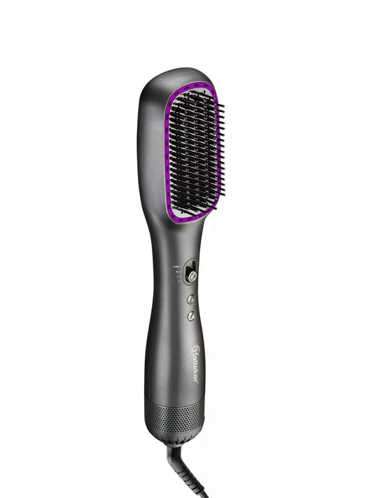 Sarah Express 2-in-1 Heated Hair Straightening Comb - Curling & Straightening Brush Dark Gray