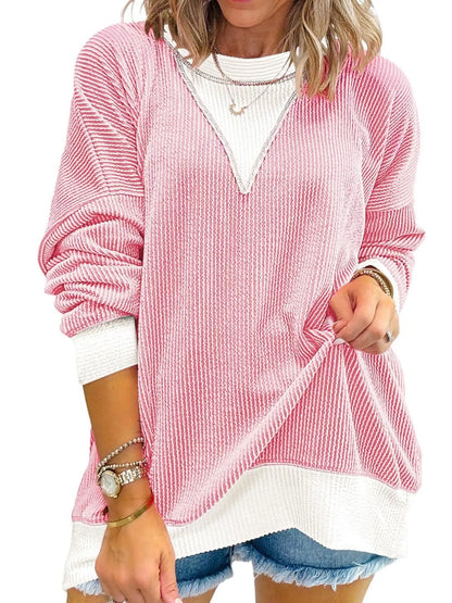Sarah Express Women's Contrast Dropped Shoulder Sweatshirt Blush Pink