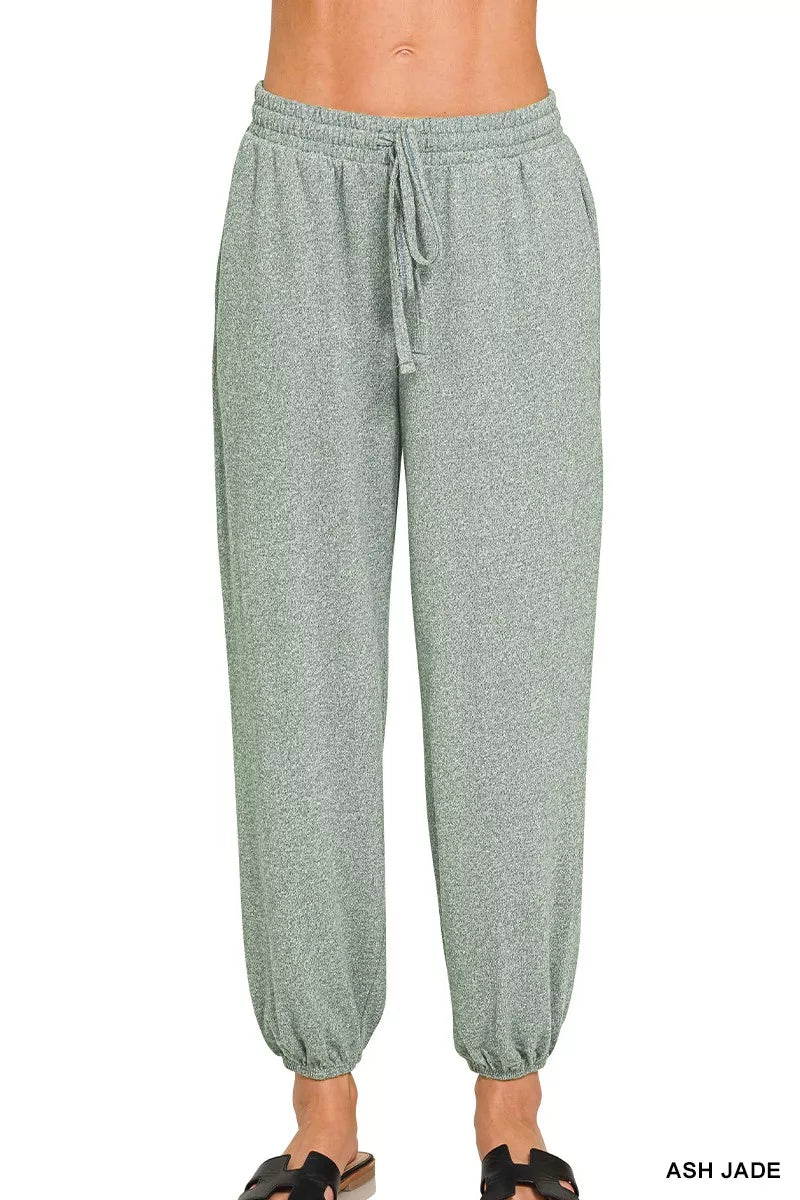 Sarah Express Women's Soft Melange Hacci Jogger ASH JADE