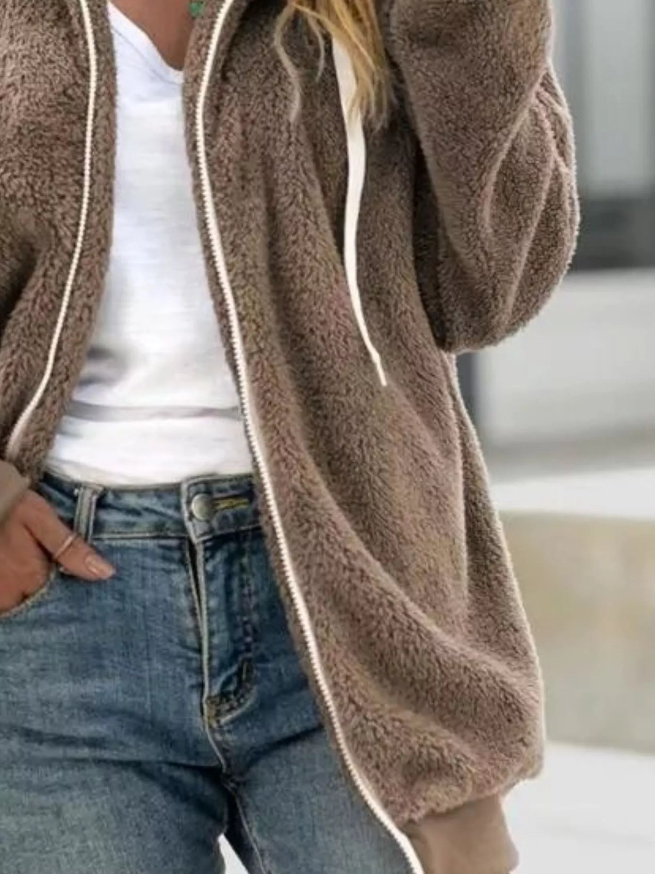 Sarah Express Women's Cozy Fleece Zip-Up Hooded Jacket Plus Size