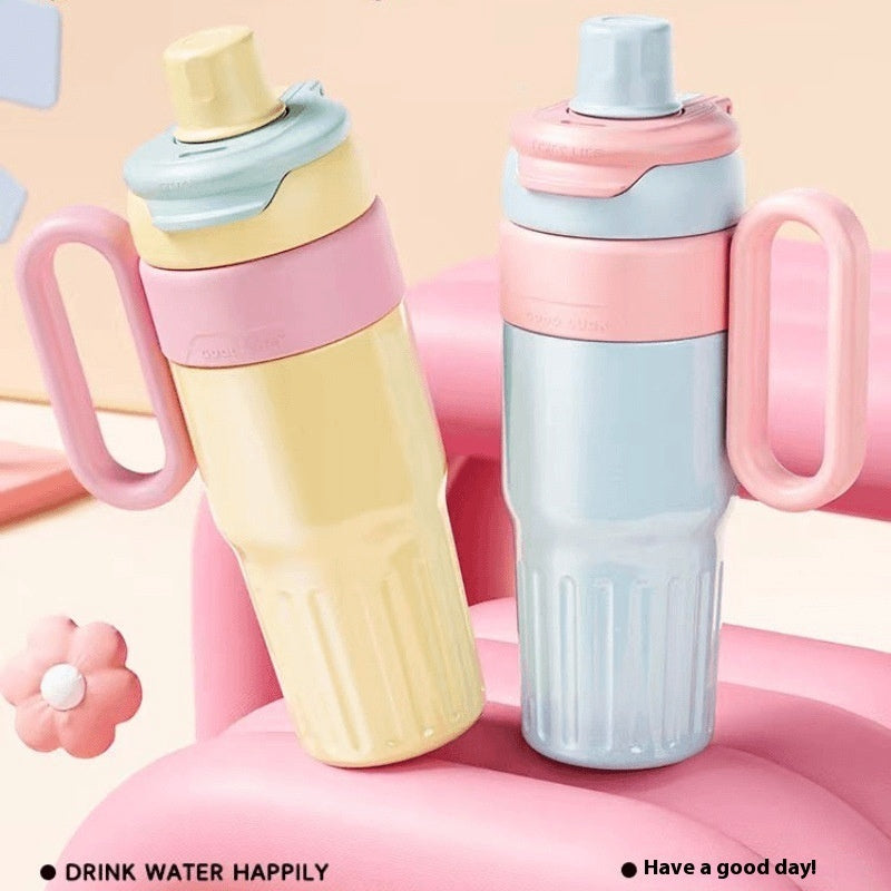 Sarah Express Women's 780ml Gradient Thermal Cup with Straw - Stainless Steel Insulated Coffee Tumbler