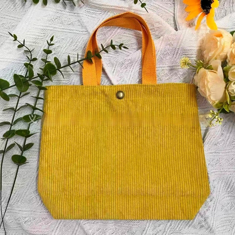 Sarah Express Women's Canvas Tote Bag - Minimalist Double-Sided Print Shoulder Bag with Embroidered Logo Type B Yellow Embroidered Name Style