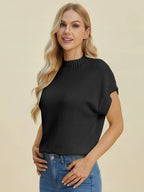 Sarah Express Women’s Plus Size Short Sleeve Mock Neck Viscose Sweater
