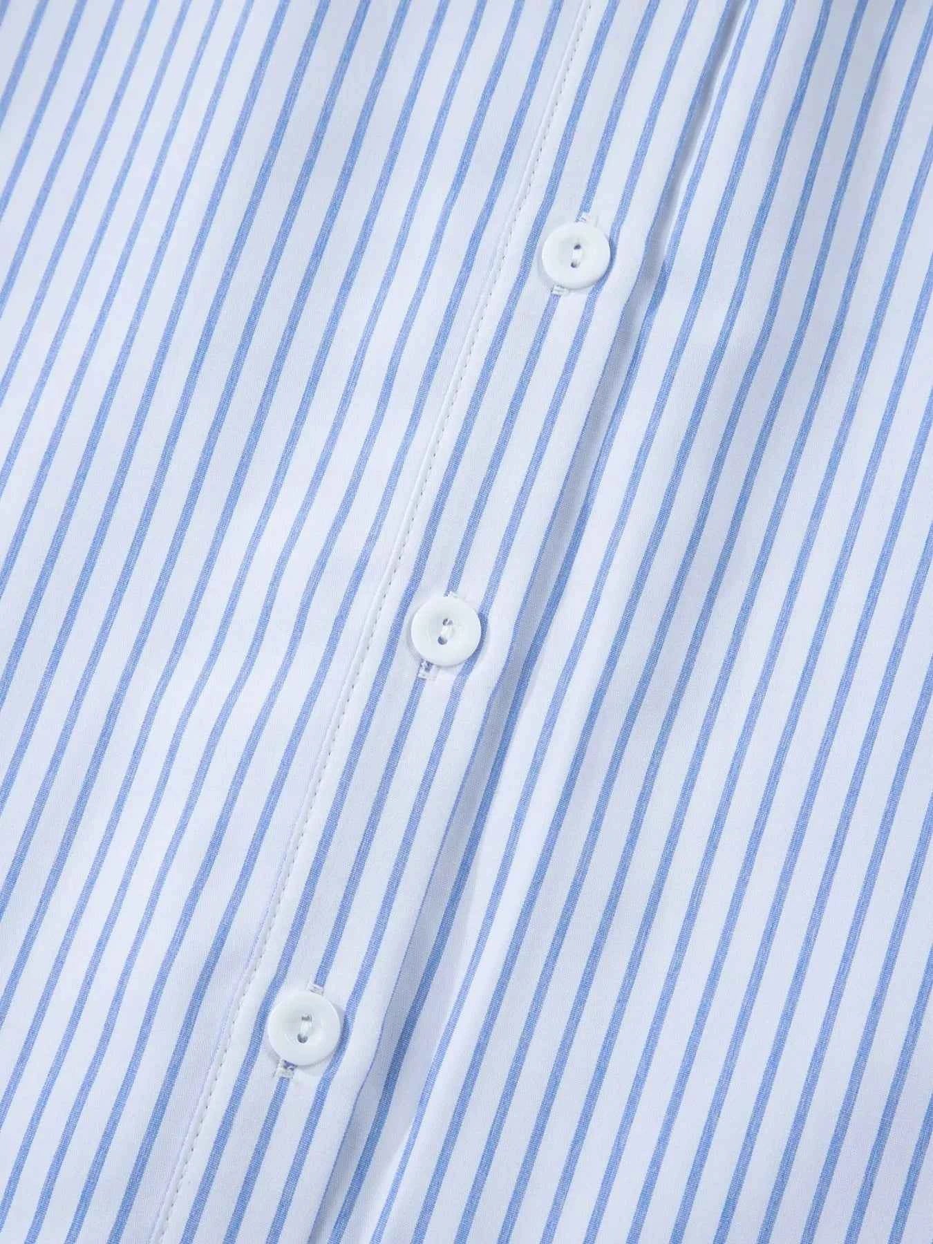 Sarah Express Women's Stripe Floral Embroidered Tunic Blouse - Billowy Sleeve Baggy Shirt