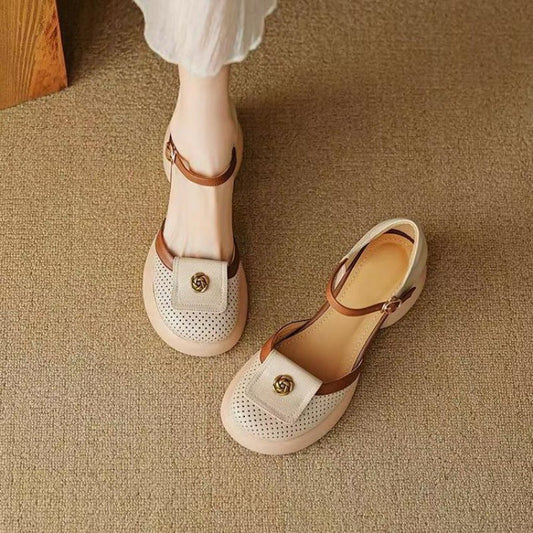 Sarah Express Women's Waterproof High-Heel Sandals - Closed-Toe Buckle Strap Heels