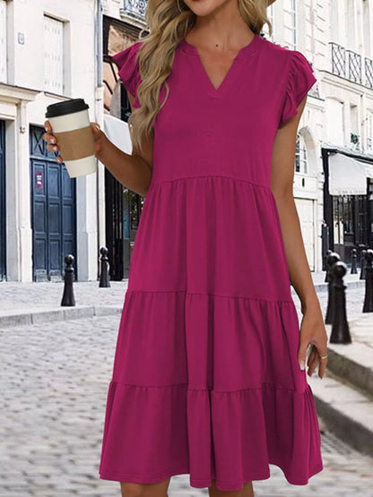 Sarah Express Women's Ruffle Sleeve Tiered Midi Dress