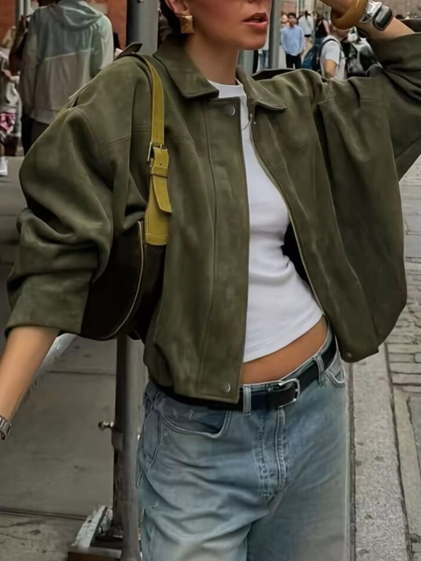 Sarah Express Women's Zip Up Dropped Shoulder Jacket