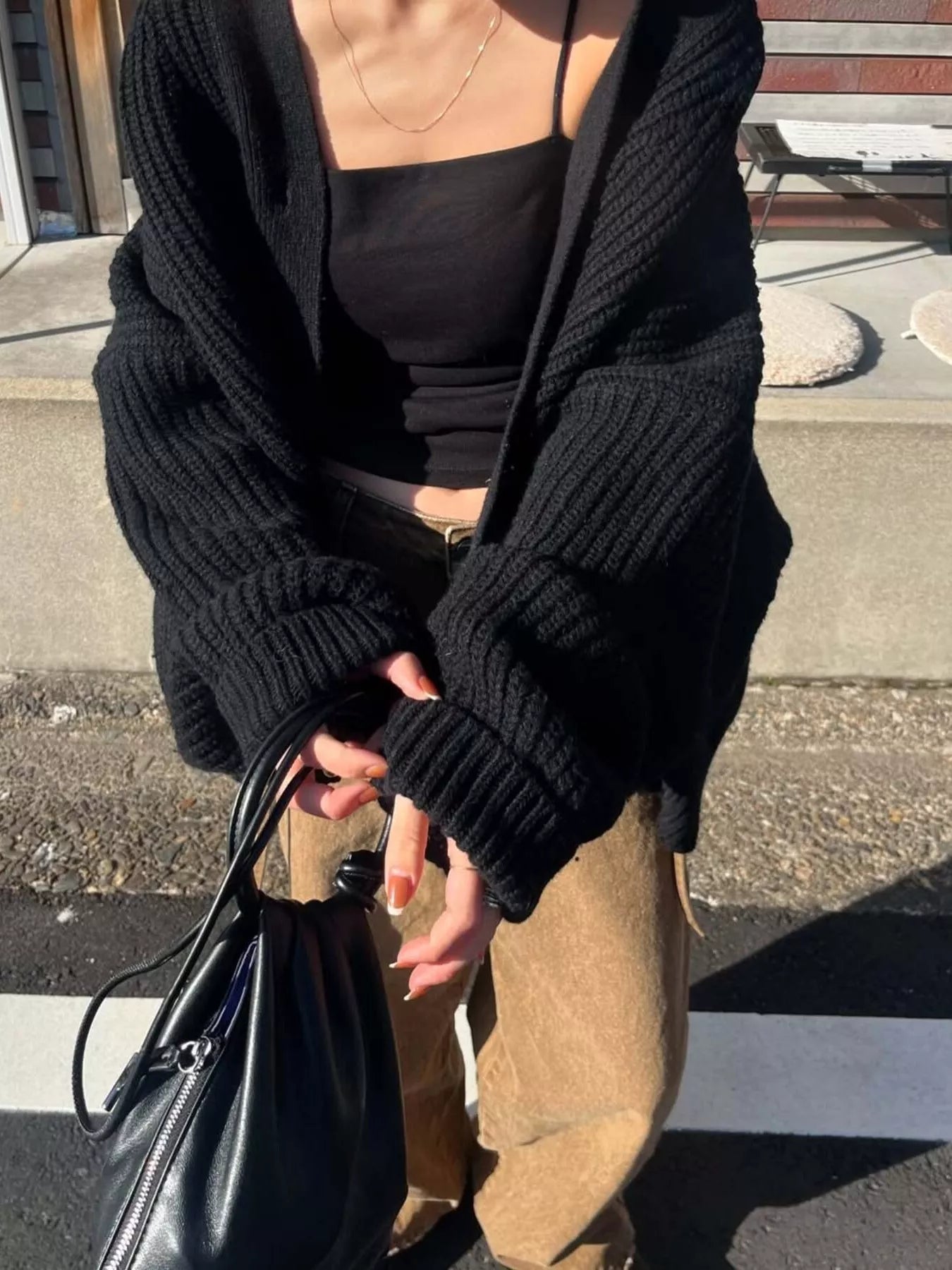 Sarah Express Women's Oversized Knit Button-Down Cardigan