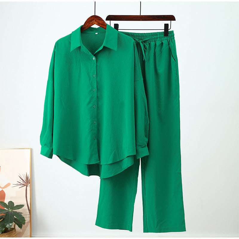 Sarah Express Women's Elegant Long Sleeve Blouse and Pants Two-Piece Professional Set