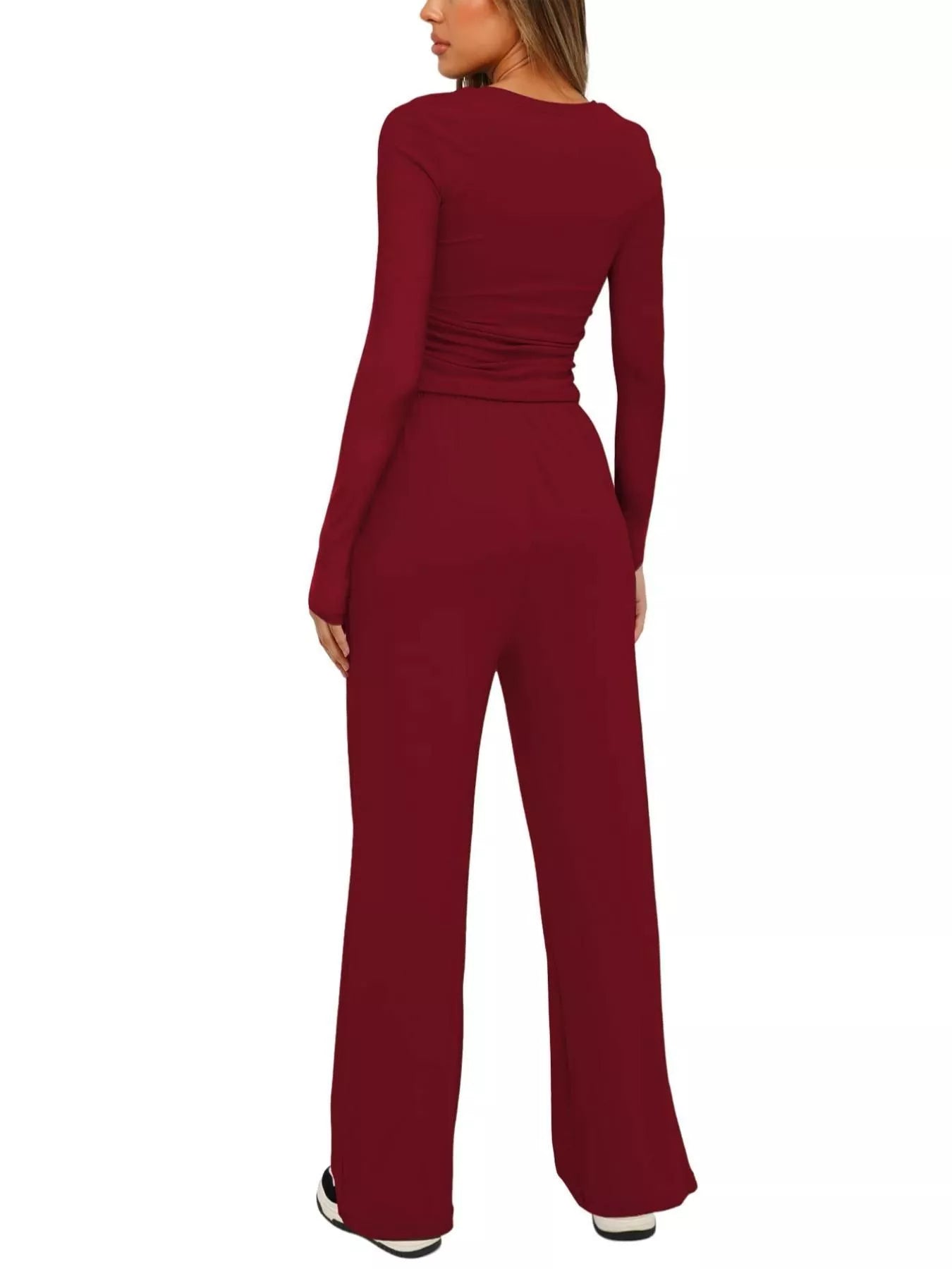 Sarah Express Women's Round Neck Long Sleeve Top and Pants Set