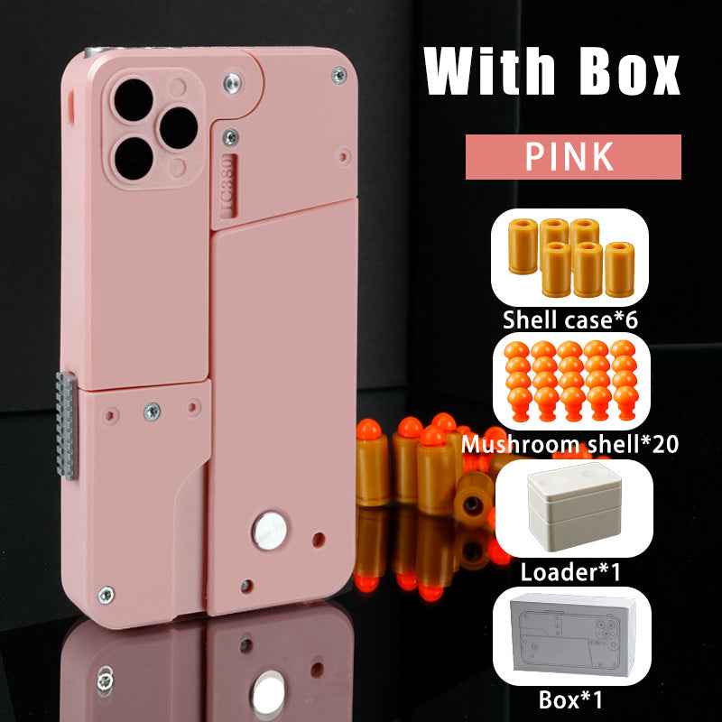 Sarah Express Phone-Style Folding Foam Dart Blaster Toy for Kids - Safe Soft Bullet Outdoor Interactive Gift Girlie pink High configuration gift box