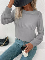 Sarah Express Women's Round Neck Long Sleeve Sweater
