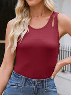 Sarah Express Women's Cutout Round Neck Tank