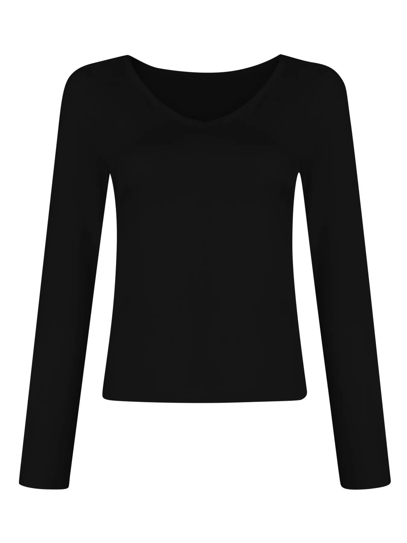 Sarah Express Women's Slim Fit V-Neck Long Sleeve T-Shirt - Ruched Detail Plus Size Top