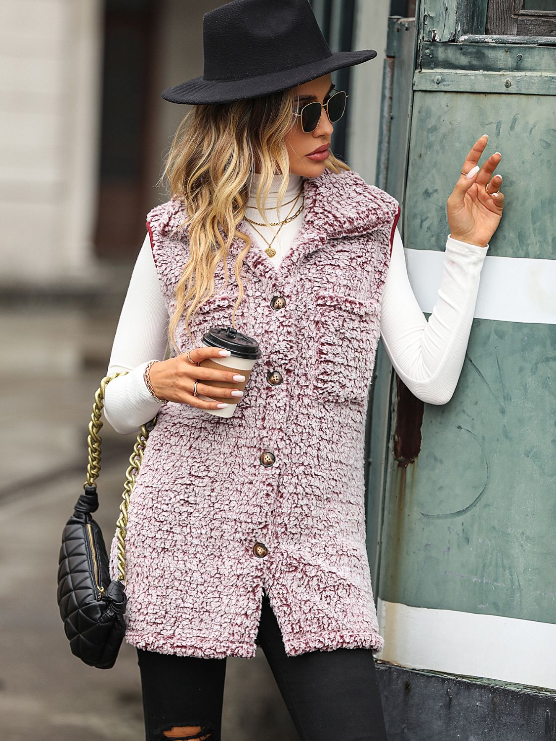 Sarah Express Women's Button Down Collared Neck Vest with Pockets