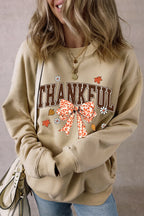 Sarah Express Women's THANKFUL Bow Round Neck Long Sleeve Sweatshirt