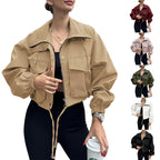 Women's Zipper Trench Coat Short Jacket