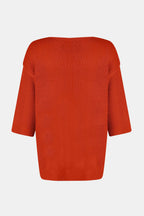 Sarah Express Women's V-Neck Three-Quarter Sleeve Knit Top