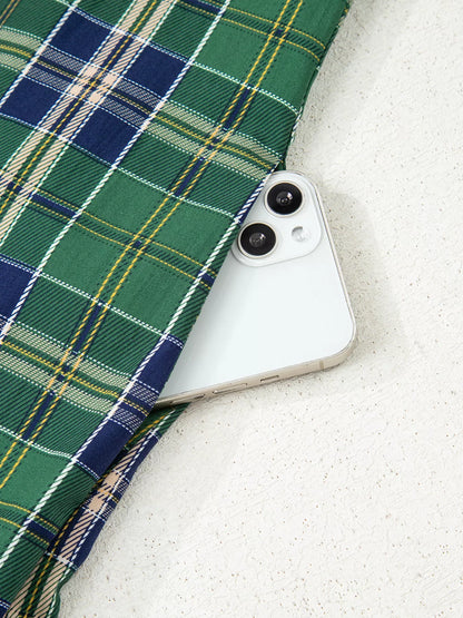 Sarah Express Women's Plaid Frilly Collar Long Sleeve Shift Mini Dress